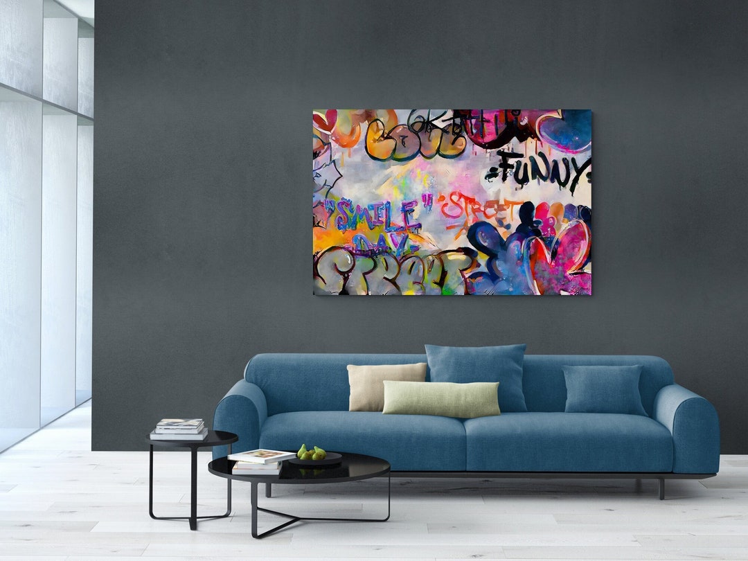 Graffiti Canvas Print - Urban Street Wall Art for Hipster Apartment ...