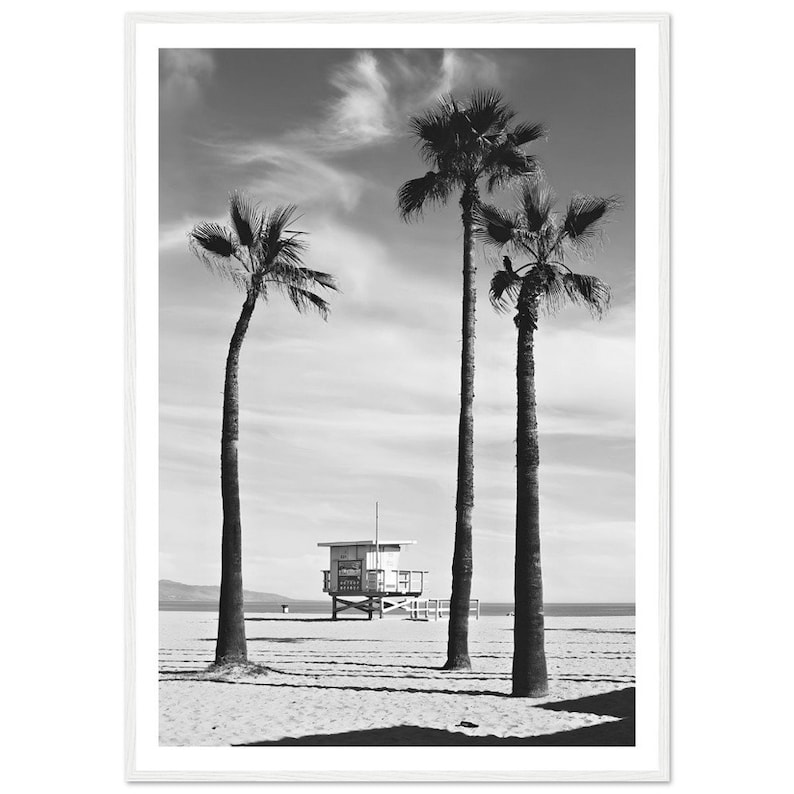 Lámina con palmeras de Venice Beach - Fotografía en blanco y negro de California enmarcada - Decoración costera para el hogar imagen 8
