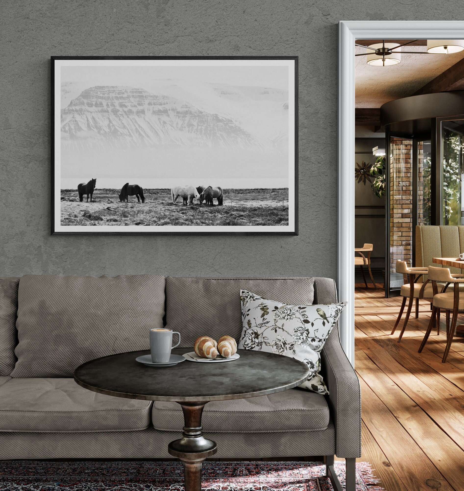 Wild Horses Mountain Print - Black and White Animal Nature Framed Fine ...