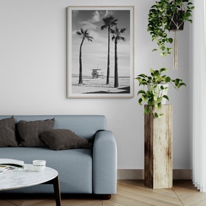 Lámina con palmeras de Venice Beach - Fotografía en blanco y negro de California enmarcada - Decoración costera para el hogar imagen 6