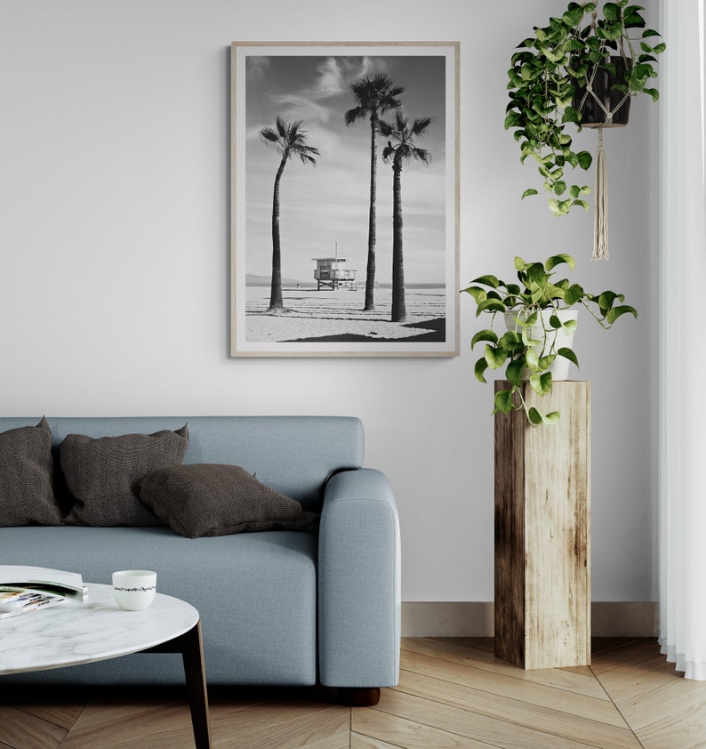 Lámina con palmeras de Venice Beach - Fotografía en blanco y negro de California enmarcada - Decoración costera para el hogar imagen 6
