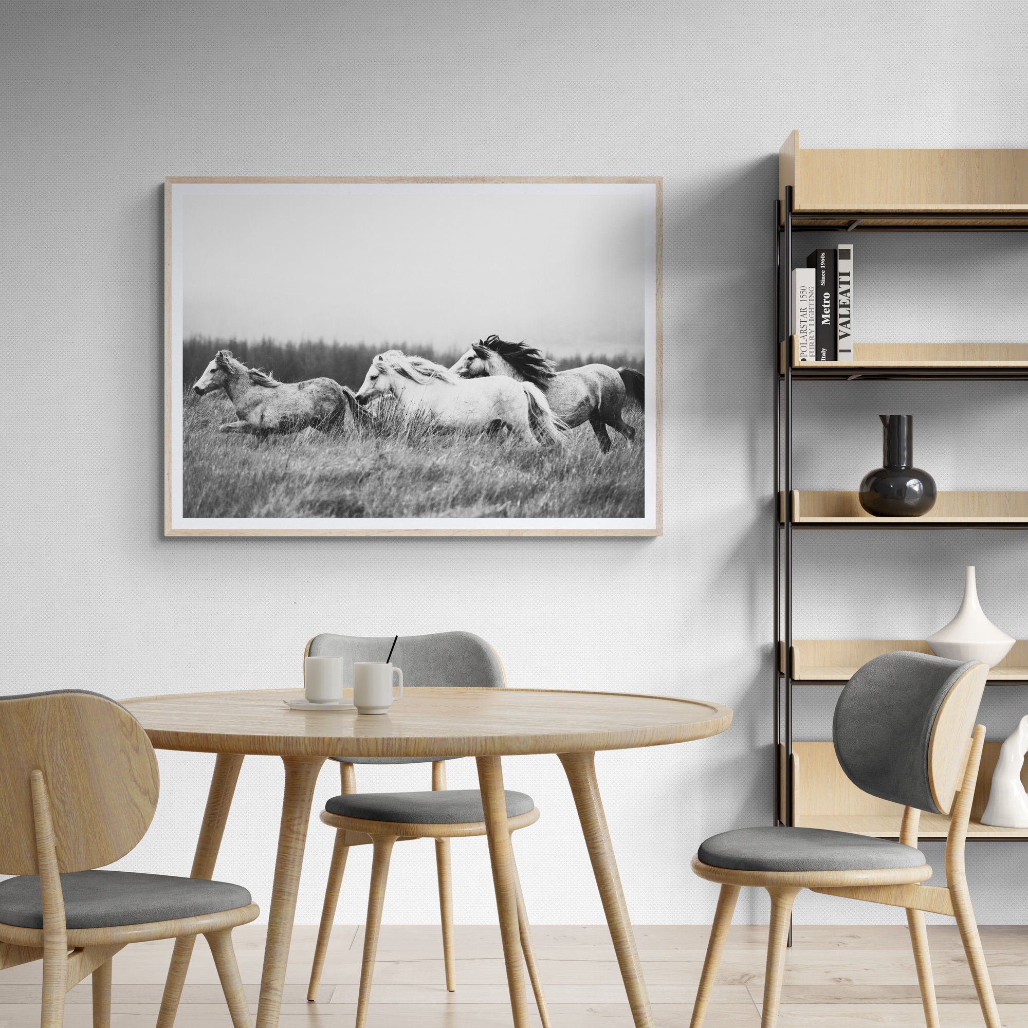 Fine Art Wild Horses Mountain Print - Black and White Animal Nature ...