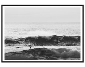 Fine Art Surf Print - Vintage Minimalist Black and White Surfing Beach House Wall Art - Framed Fine Art Photography Coastal Wall Decor