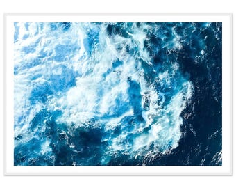 Fine Art Aerial Ocean Print - Swirling Ocean Waves Sea Photography - Framed Fine Art Ocean Photography Home Decor