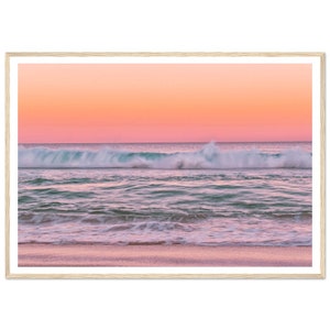 Fine Art Ocean Photography - Framed Print of Sunset at Beach - Ocean Waves Coastal Wall Decor Beach Sunset Art Minimalist Home Decor image 1