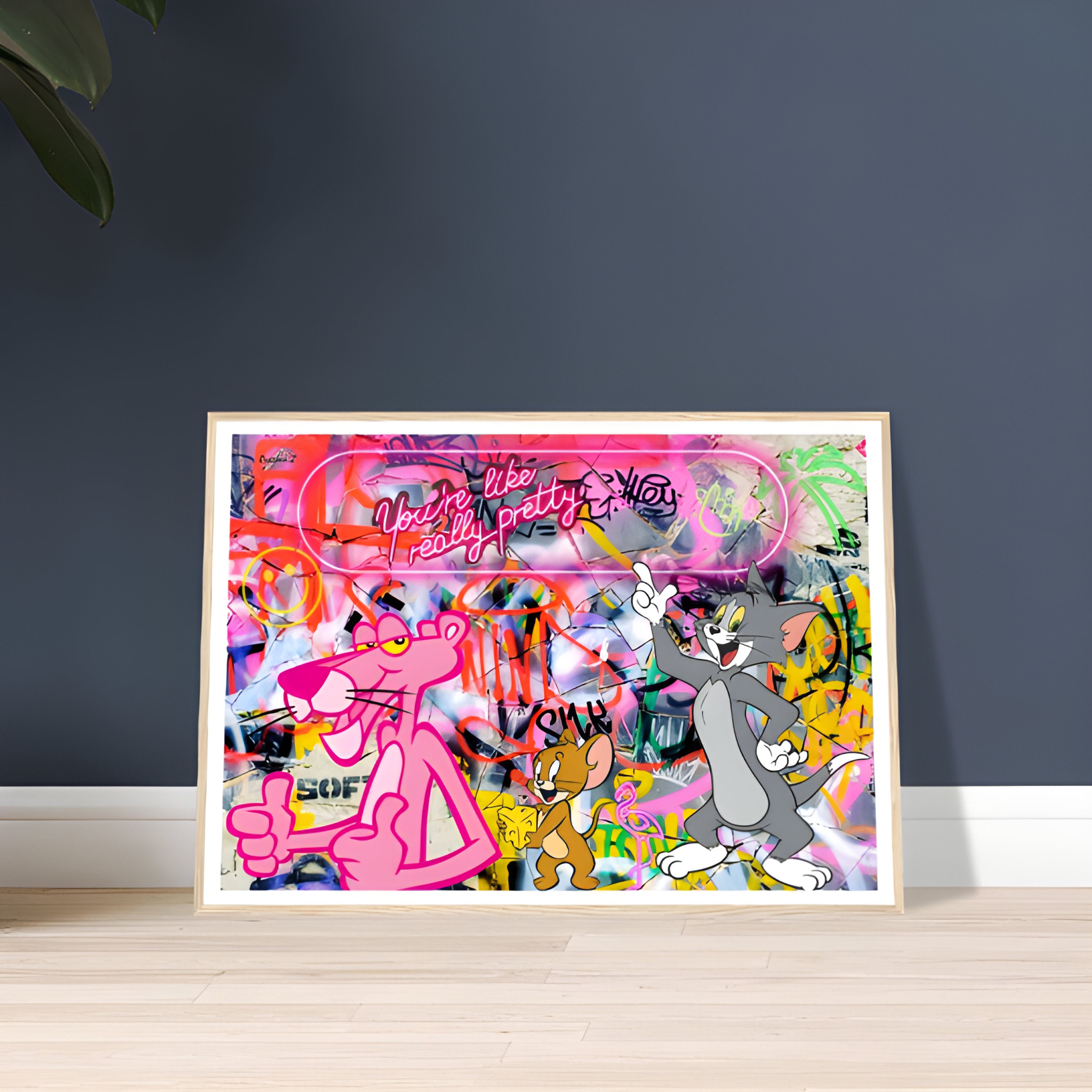 Pink Cole Rd Jerry Fine Art Pink Panther With Tom and Jerry Retro Cartoons Graffiti Style ...