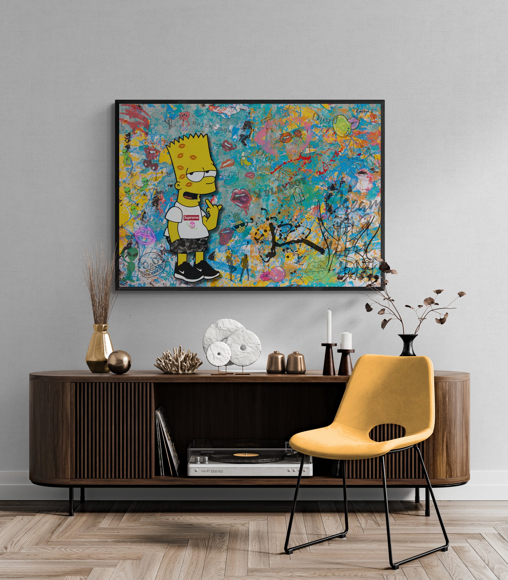 Poster Sur Toile The Simpsons Crossing The Road - 40 X 60 Cm - Décoration Murale Moderne Pour Chambre, Salon, Bureau