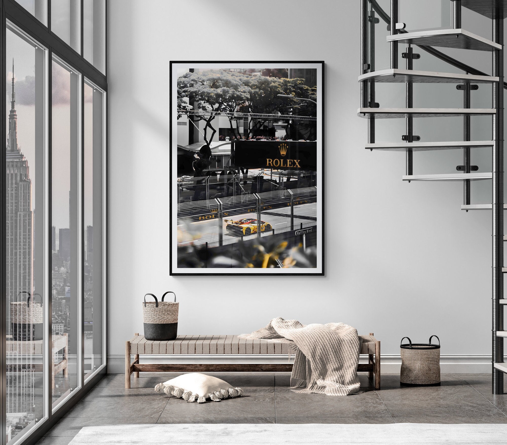 Fine Art Formula One Racing Car Print - Selective Color Black and White Photography - Framed F1 Track Art Home Decor