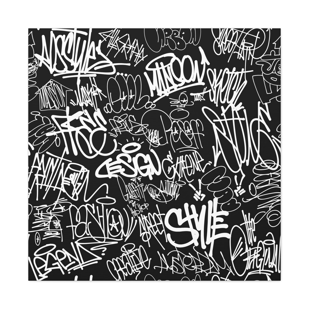 Black and White Graffiti Canvas Art Print – Urban Street Style Decor - Etsy