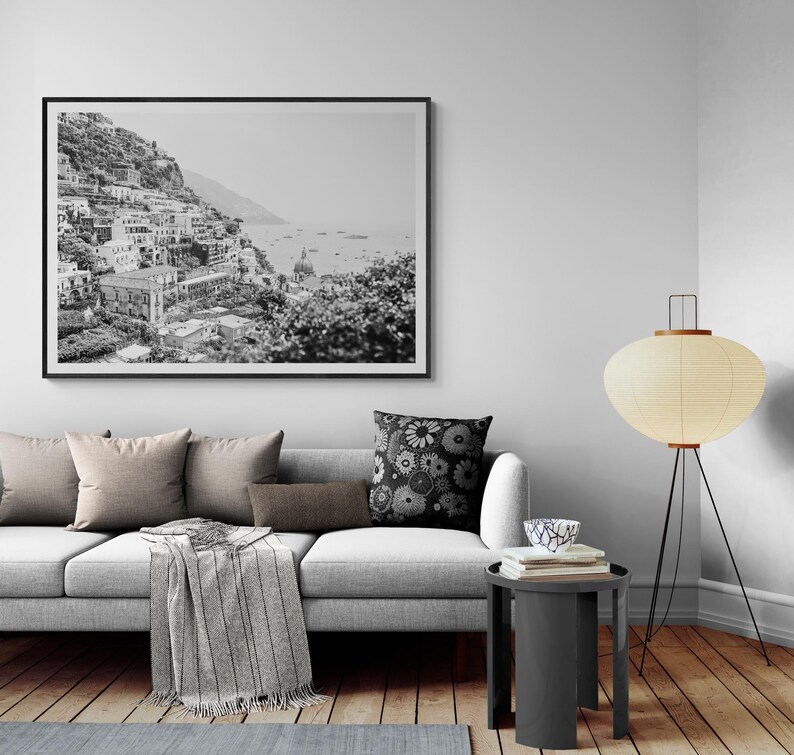 Framed Positano Print – Black and White Amalfi Coast Photography image 6