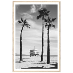 Lámina con palmeras de Venice Beach - Fotografía en blanco y negro de California enmarcada - Decoración costera para el hogar imagen 9