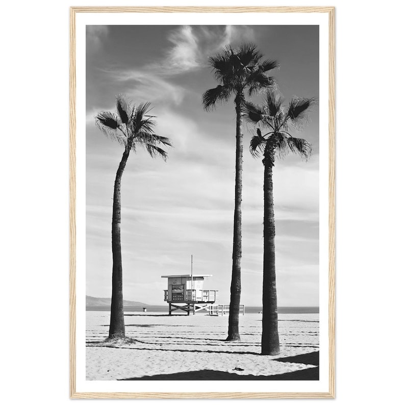 Lámina con palmeras de Venice Beach - Fotografía en blanco y negro de California enmarcada - Decoración costera para el hogar imagen 9