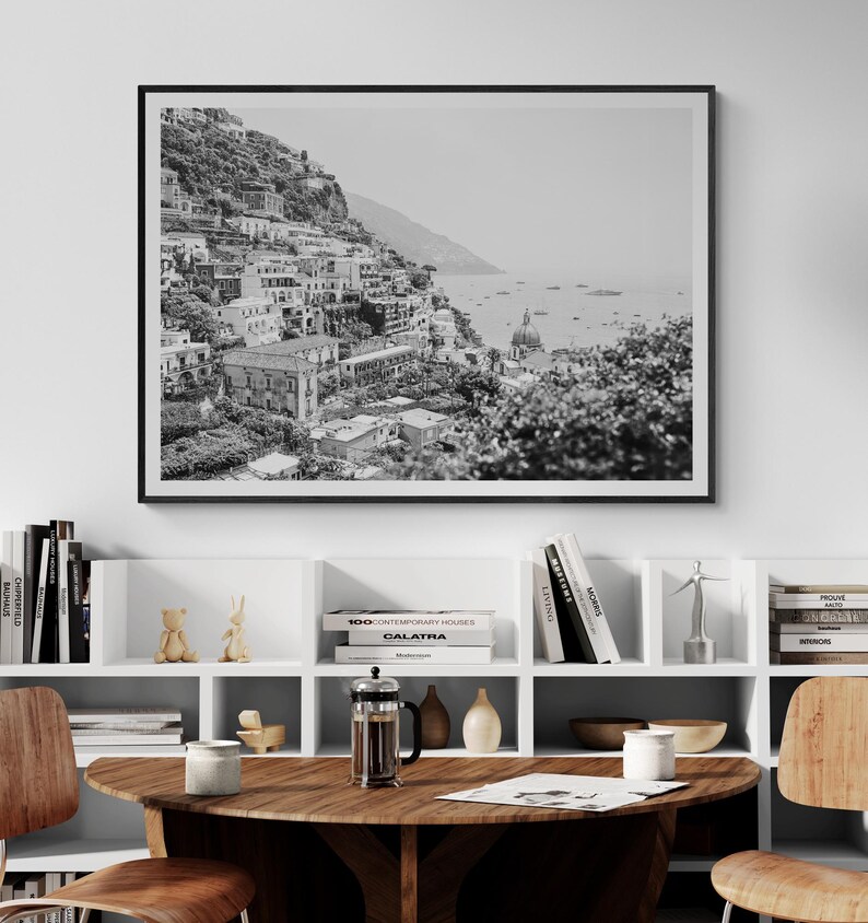 Framed Positano Print – Black and White Amalfi Coast Photography image 5