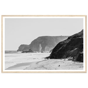 Fine Art Black and White Photography Print - Algarve Coastline Minimalist Framed Print - Portugal Beach and Cliffs Wall Art - Home Decor image 10