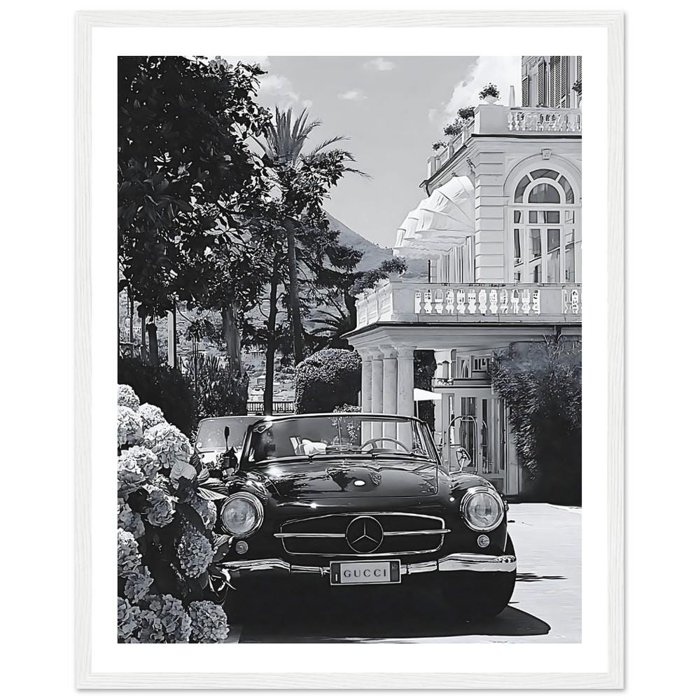 Fine Art Black and White Vintage Mercedes Benz Photography Print