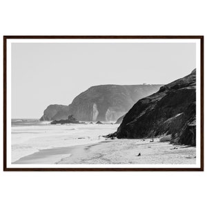 Fine Art Black and White Photography Print - Algarve Coastline Minimalist Framed Print - Portugal Beach and Cliffs Wall Art - Home Decor image 9