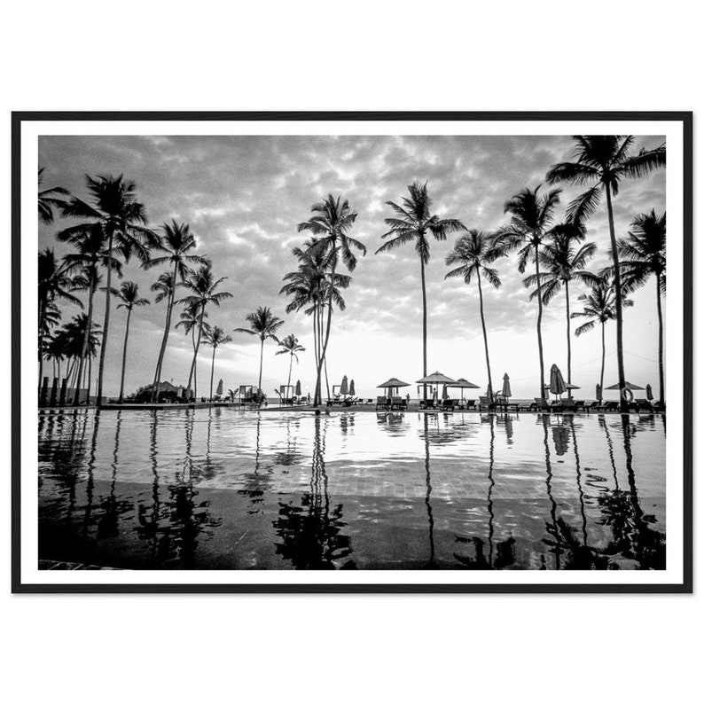 Fine Art Palm Trees Photography Print - Black and White Beach Hotel ...