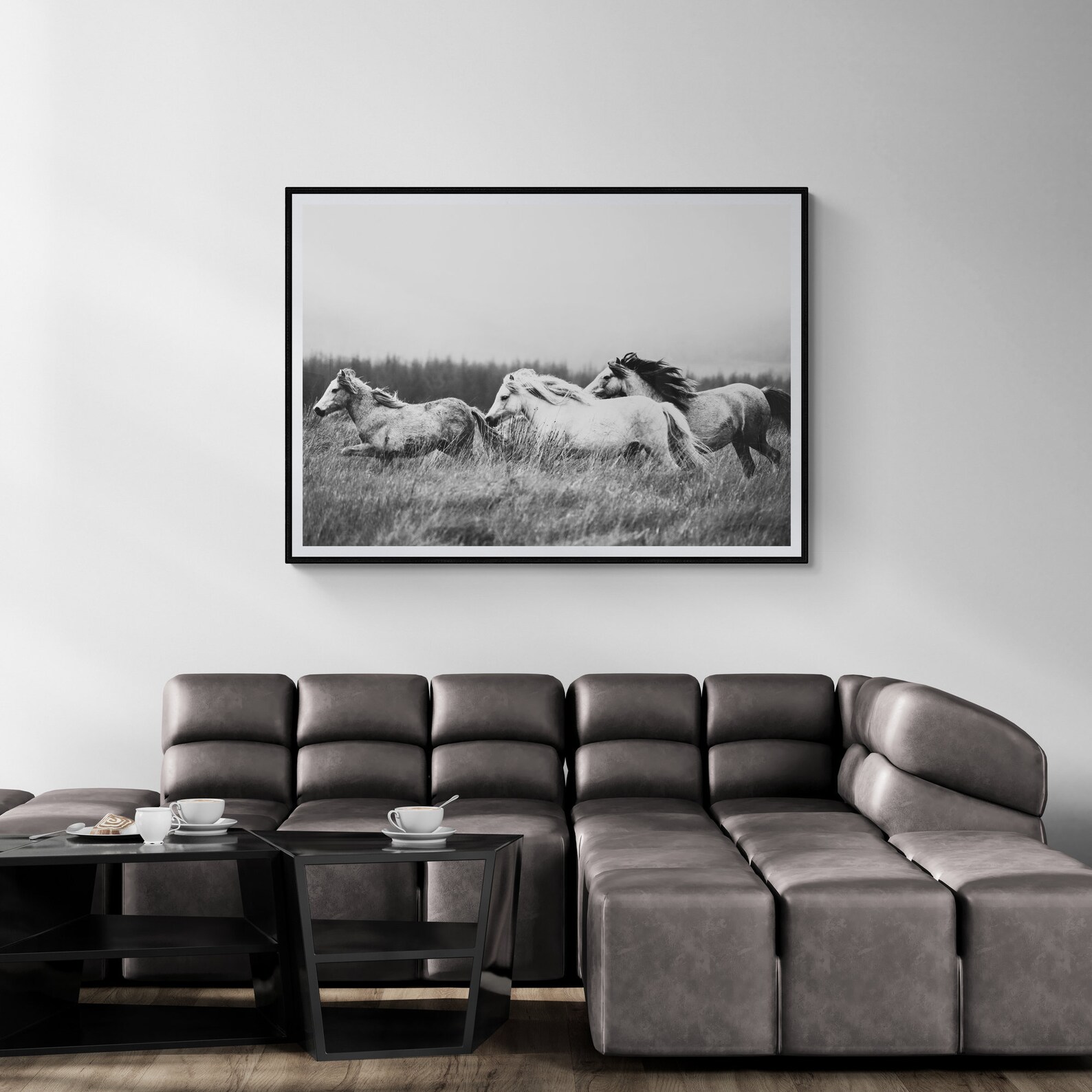 Fine Art Wild Horses Mountain Print - Black and White Animal Nature ...