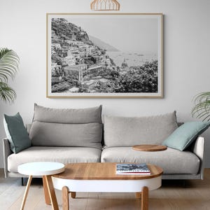 Framed Positano Print – Black and White Amalfi Coast Photography image 4