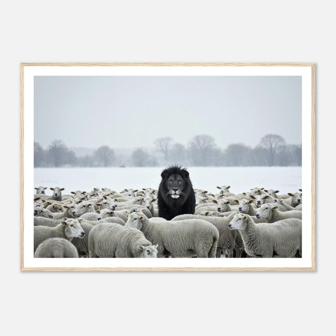 Lion Among Sheep Framed Fine Art Print – Symbolic Wildlife Photography ...
