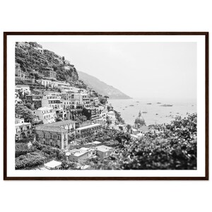 Framed Positano Print – Black and White Amalfi Coast Photography 50x70 cm / 20x28″