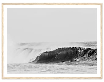 Framed Ocean Wave Print: Black and White Coastal Photography