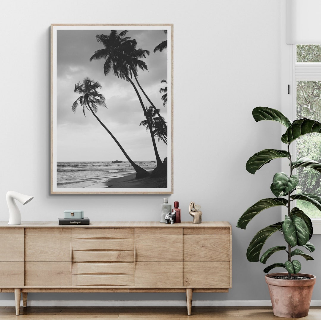 Black and White Palm Trees Beach Print - Framed Coastal Photography ...