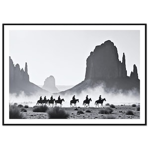 Fine Art Black and White Cowboy Print - Cowboys in Monument Valley - Framed Wild West Cowboy Fine Art Photography - Western Wall Decor