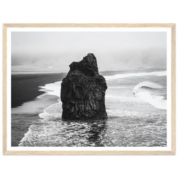 Black Sand Beach Iceland Framed Photography Print – Noir Ocean Art