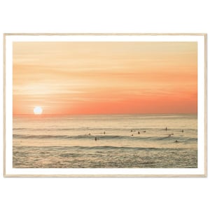 Fine Art Photography Surf Print - Vintage Minimalist Sunset Beach House Sunset Framed Fine Art Photography Wall Decor