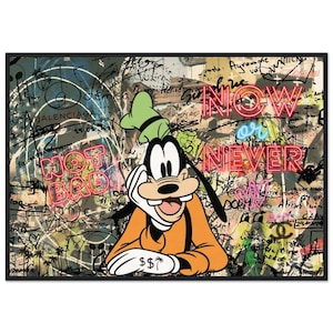 Fine Art Goofy Cartoon Graffiti Framed Poster - Framed Modern Wall Art with Goofy Cartoon Character - Original Art