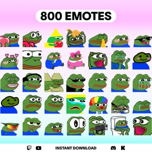 800 Pepe Emotes Pack for Twitch YouTube Discord Kick | Animated Emotes | Meme Funny Cute | Peepo | Donk | Streamer Emotes |