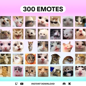 300 Cat Emotes Pack for Twitch, YouTube, Discord, Kick | Animated Emotes | Twitch Cat Emote Pack | Meme | Cute | Funny | gif png mega pack