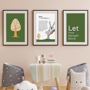Download Kindness  Personalised  set, Set of 3 Posters, Printable Nursery Art, Digital Download, Let Your Kindness Shine
