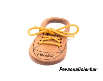 Schnürhilfe für Kinder | Lernhilfe Schuhe binden personalisierbar | Schnürsenkeltrainer für Kinder | Schuhbindespielspeug | Einschulung