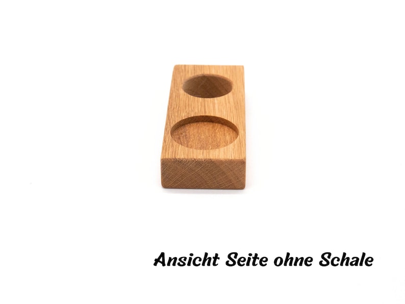 Eierbecher aus Holz Eierbecher aus Eiche Buche Eierbecher mit Schale aus Porzellan Ostern 2024 Eierbecher personalisierbar Gravur Bild 9