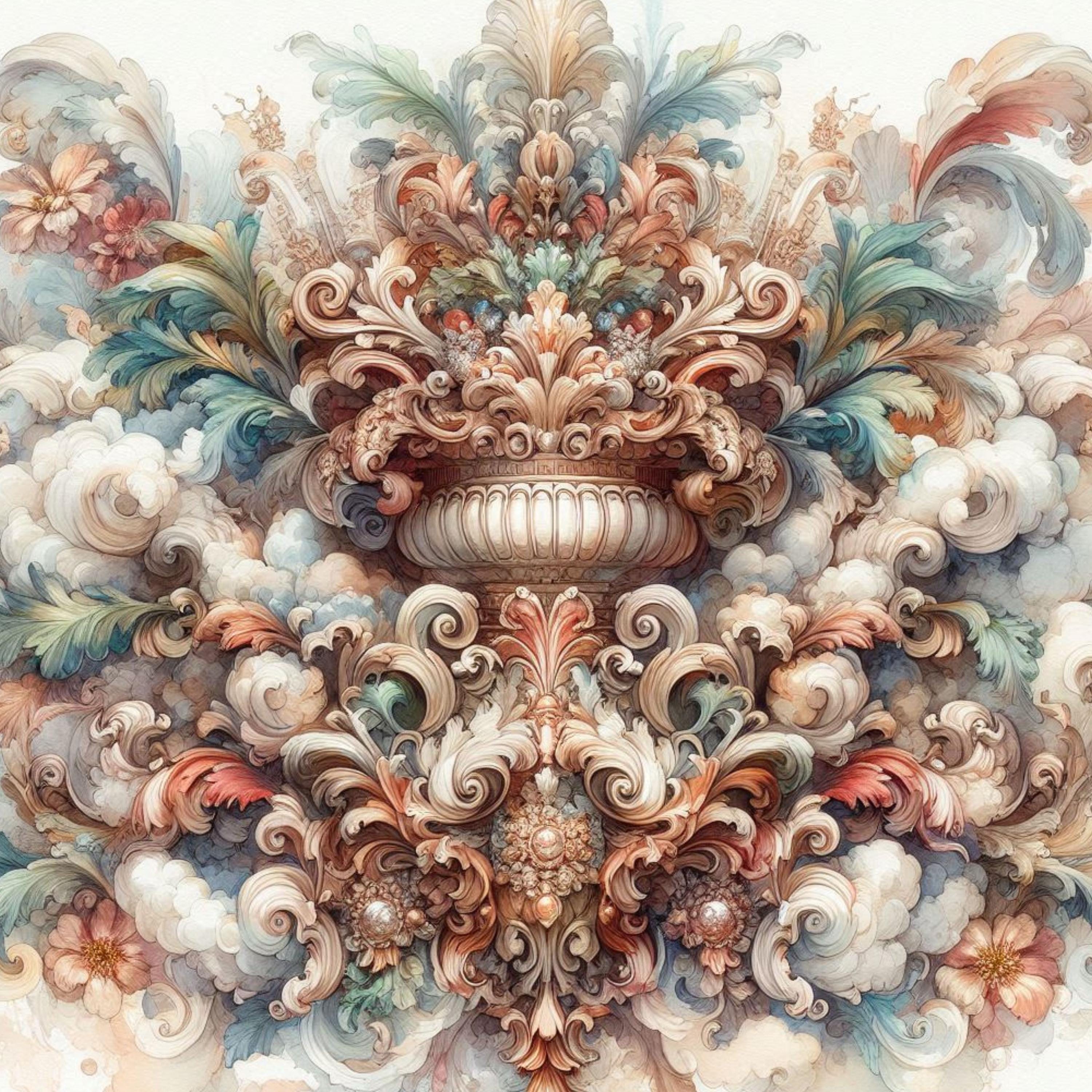 Baroque Arte Clipart Bundle 10 High Res Watercolor Jpgs for Junk ...