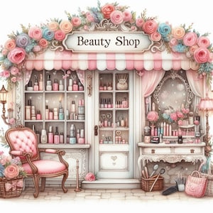 Shabby Chic Beauty Shop Clip Art Bundle 10 Watercolour JPG Junk Journal Scrapbook paper Card Making Digital Prints Creation Printable Paper