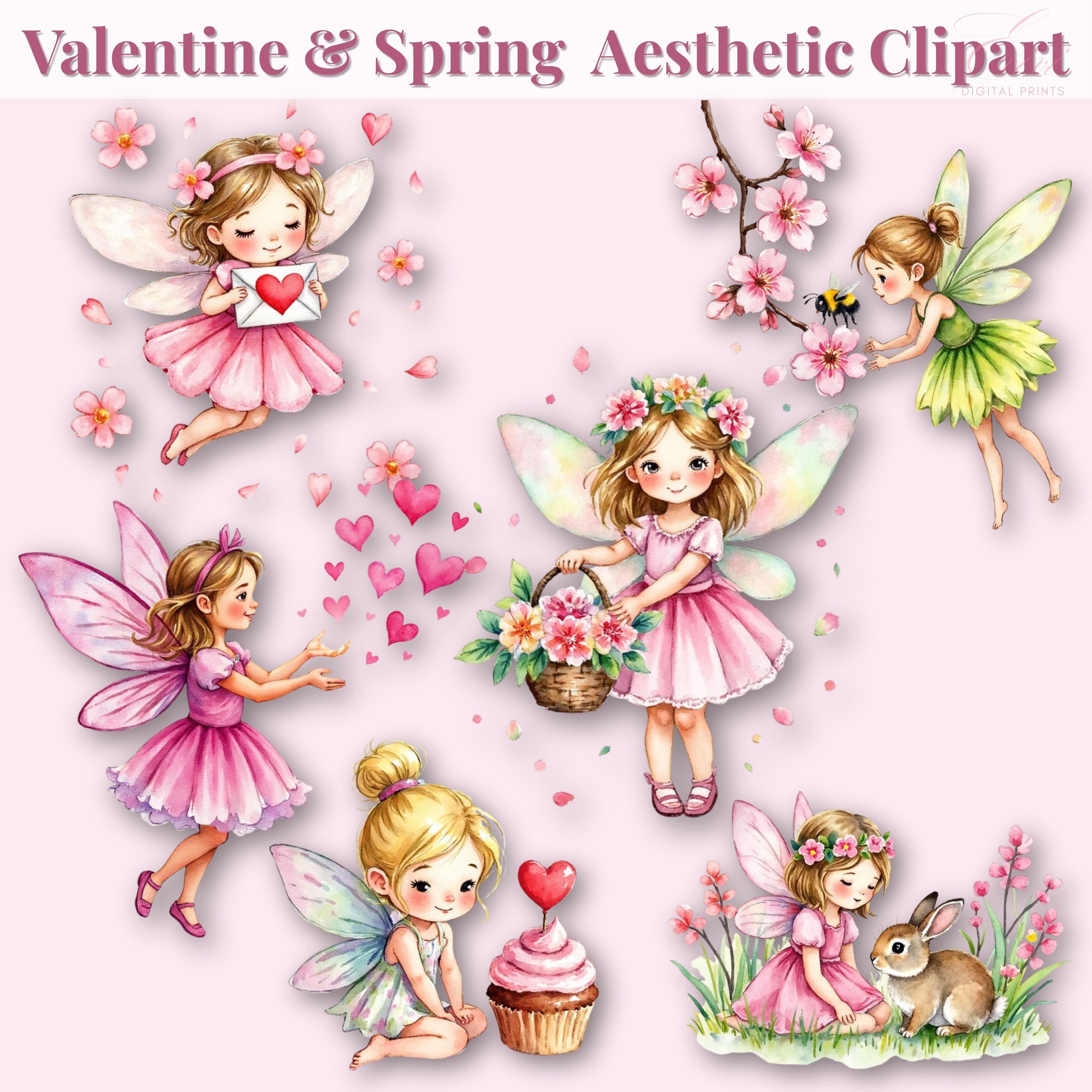 Pink Fairy Clipart Bundle, 25 PNG and 25 JPG Cute Princess Fairy ...