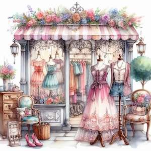 Shabby Chic Fashion Boutique Clipart Bundle/10 Watercolour JPG/Junk Journal/Scrapbooking/Card Making/Digital Download/Prints/Printables