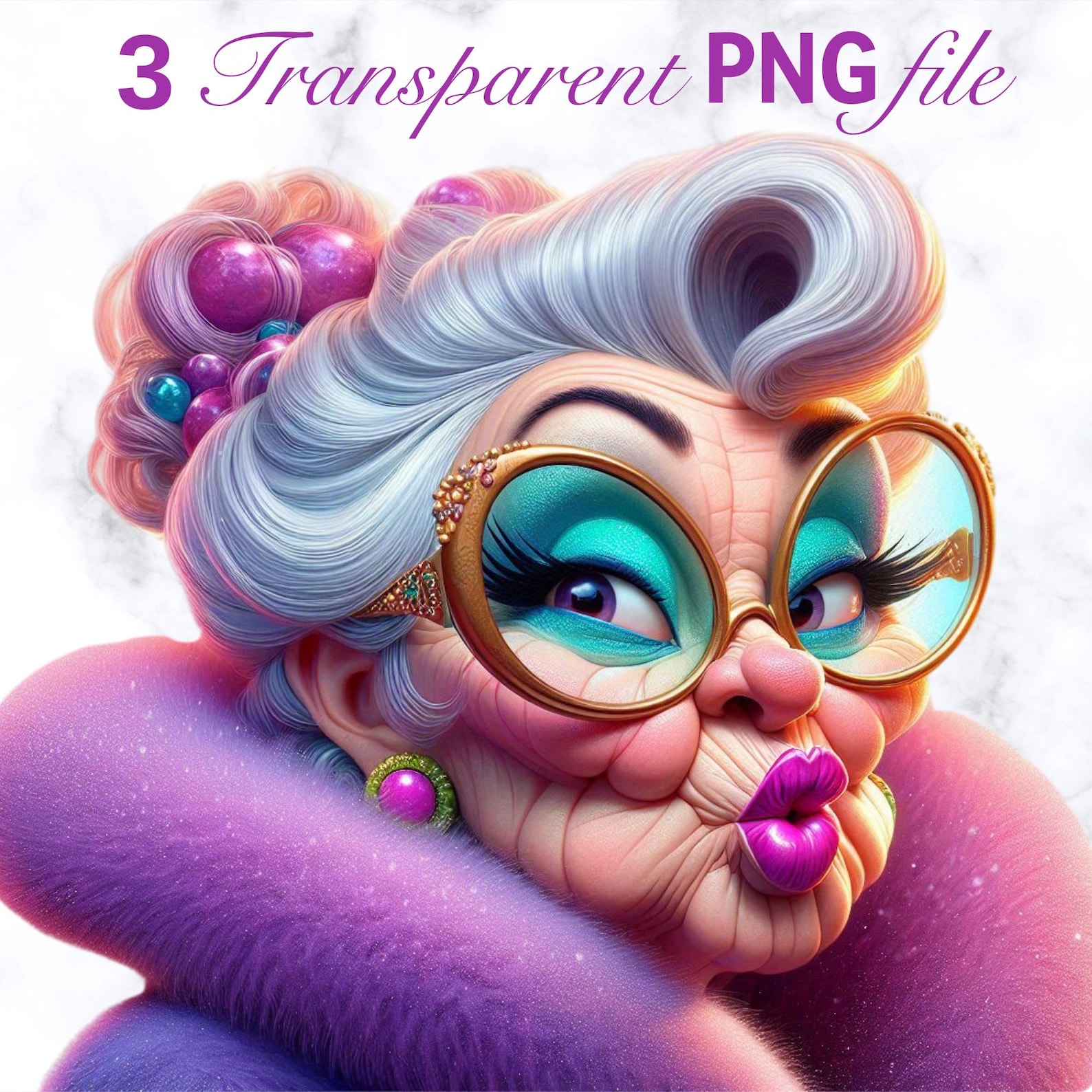 Funny Old Lady PNG Bundle, Quirky Grandma Clipart for Sublimation and ...