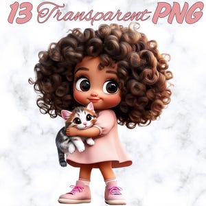 Entzückende Chibi-Stil Mädchen Clipart, 13 PNG, transparenten Hintergrund, Kinderzimmer Wandkunst, Kinderzimmer digitale Kunst, kommerzielle Nutzung, Papiermodell