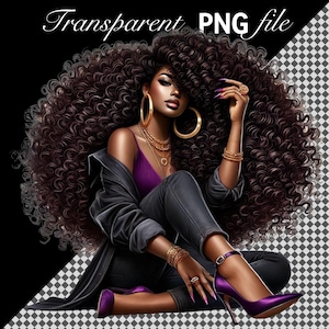 Schönes Schwarzes Mädchen Png/Schwarzes Mädchen Mit Afro Clip art/Big Hair Afro Melanin Königin/Luxus Schwarze Dame Denim Sublimation Digitaler Download