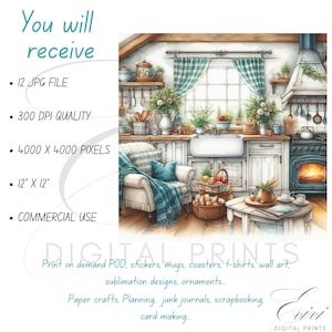 Cozy Farmhouse Kitchen Printable Paper Bundle, Rustic Cottage Junk ...