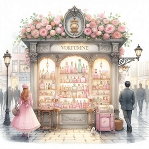 Pacchetto di clipart per negozi di profumi romantici/10 JPG ad acquerello/Junk Journal/Scrapbooking/Creazione di biglietti/Carta digitale/Materiali stampabili/Arte digitale/Download