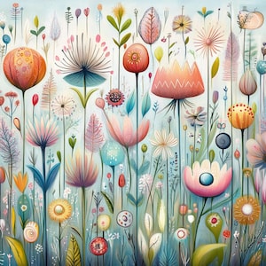 Pakiet kwiatów Clip Art 10 wysokiej rozdzielczości akwareli JPG do dziennika śmieciowego Scrapbookingu Tworzenie kartek Pobierz cyfrowy kamper Whimsical Quirky 3