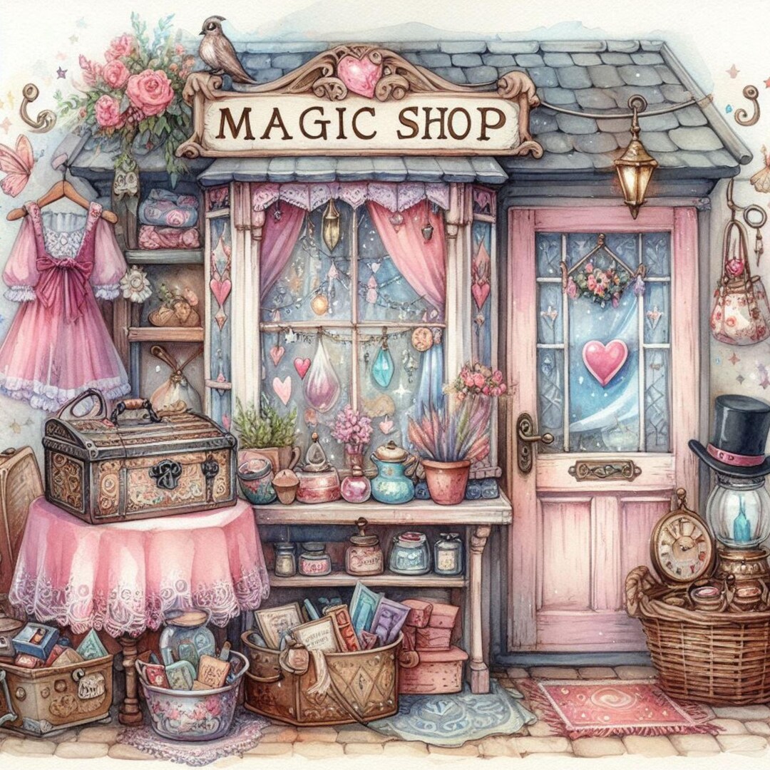 Shabby Chic Magic Shop Clip Art Bundle 10 Watercolour Jpgs Junk Journal ...
