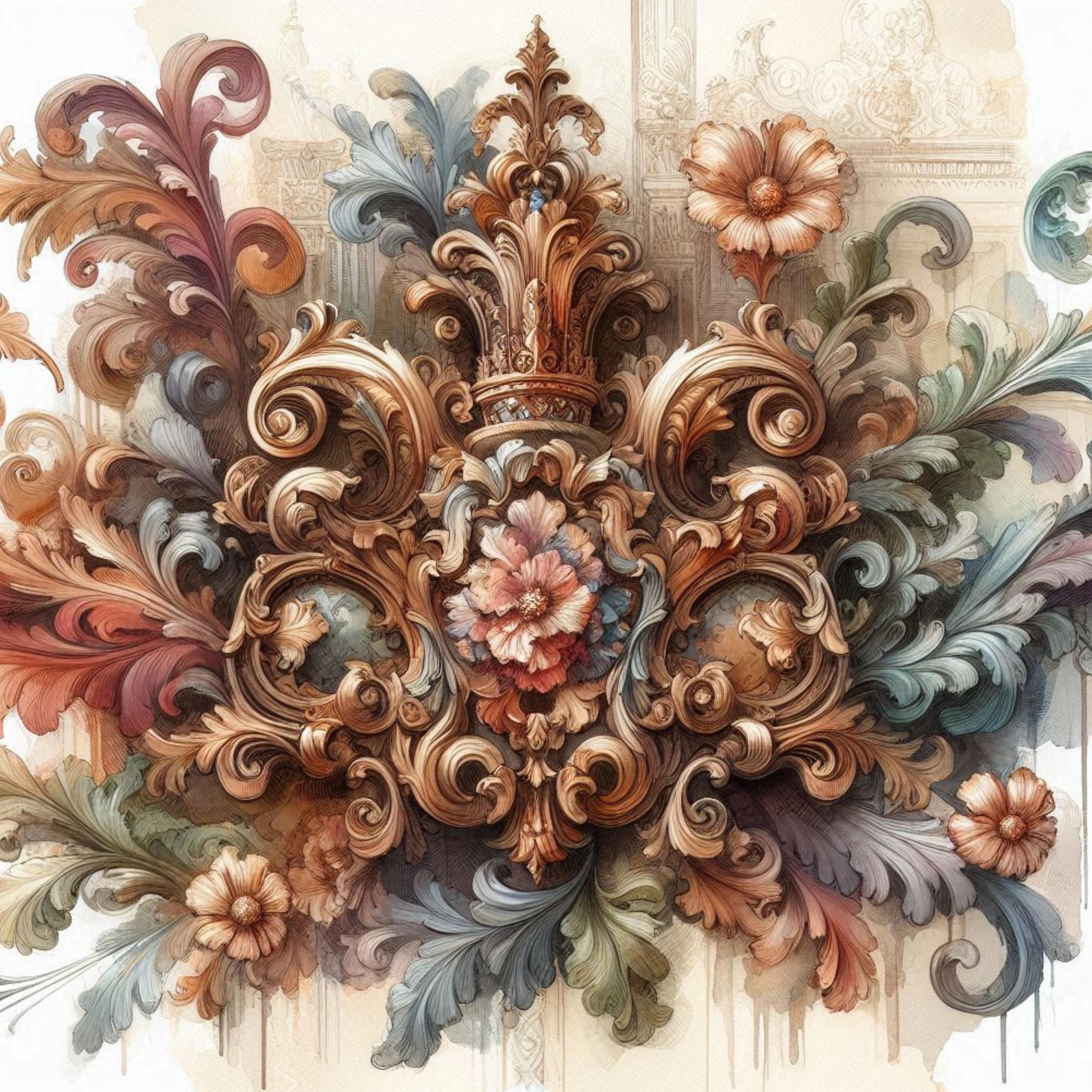 Baroque Arte Clipart Bundle 10 High Res Watercolor Jpgs for Junk ...