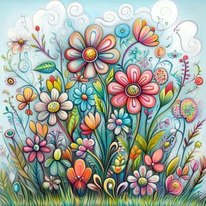 Blumen Clip Art Bundle 10 hochauflösende Aquarell JPGs für Junk Journaling Scrapbooking Kartenherstellung Digital Camper Download Whimsical Quirky 4