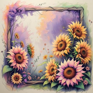 Lot de 12 trombones numériques esthétiques tournesols de conte de fées / 12 impressions aquarelle haute résolution JPG/Journal indésirable/scrapbooking/fabrication de cartes